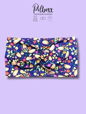 Wide Purple Taco Print Twisted Headband